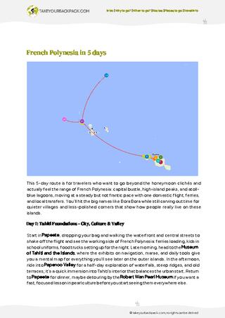 example page 2 from our offline Travel Guide for French Polynesia